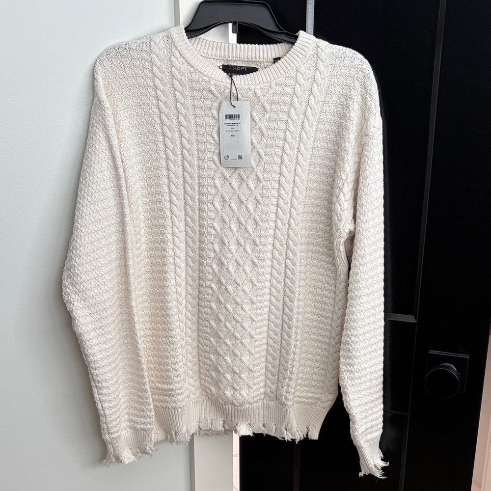 Cable Knit Crewneck Sweater - Cream